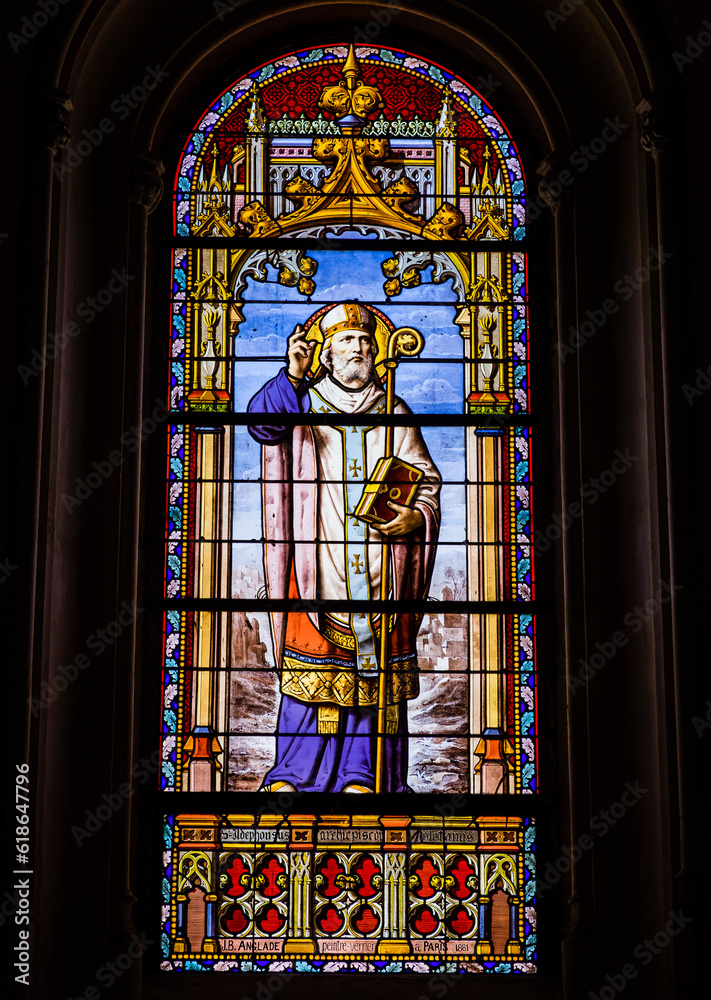 Stained glass of San Jeronimo El Real Church, Madrid, Spain