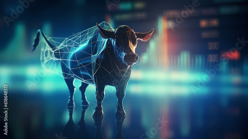Concept of Bullish Stock Market. Investing In Stocks. Raising Stock Market. Generative AI © Nico Vincentini
