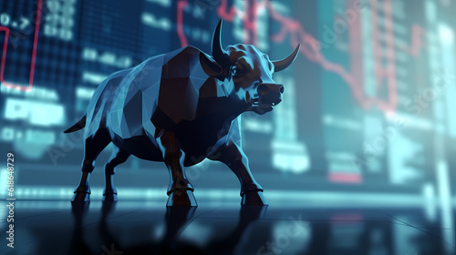Concept of Bullish Stock Market. Investing In Stocks. Raising Stock Market. Generative AI © Nico Vincentini