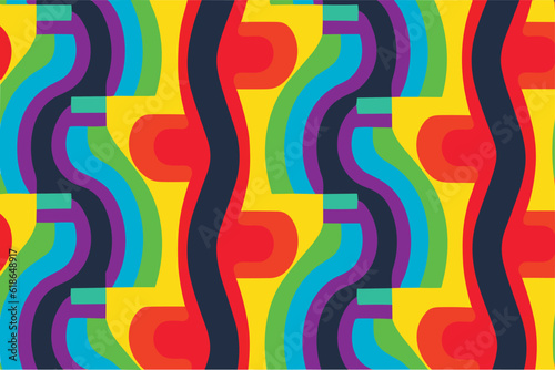Vector seamless abstract pattern in rainbow colors. 
An ornament with
elements of the lgbt community.	