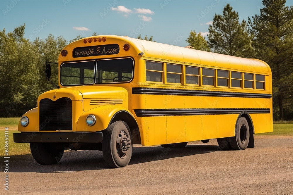 empty Old Yellow School Bus profesional photography ai generated