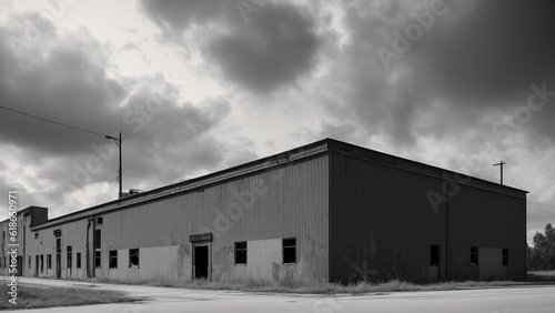 A Breathtakingly Vast Empty Industrial Building With A Cloudy Sky