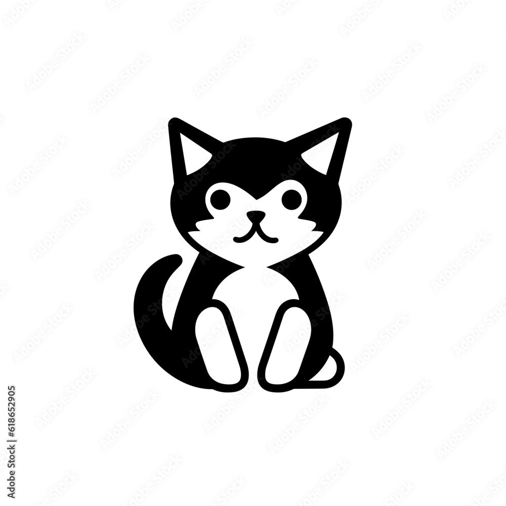 Fototapeta premium Cat Silhouette Icon SVG Vector, Little Cat, Cute Cats