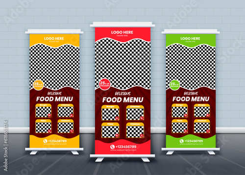 food roll up banner design and special delicious food xbanner template