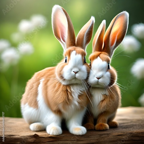 A rabbit its soft  fluffy fur and delicate features  has a compact and agile body Atop its head sit a pair of long  expressive ears   various colors  realistic picture . 
