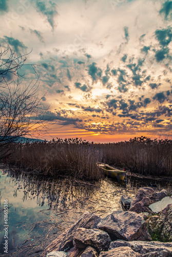 Sunset over the river