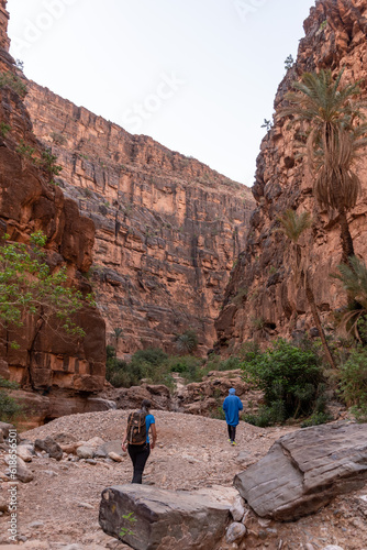 Hiking through the iconic Amtoudi canyon in the Anti-Atlas