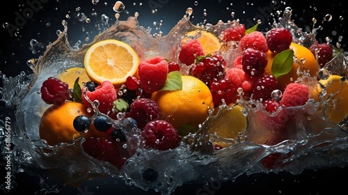 fruits in water splash