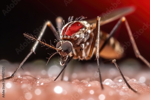 mosquito sucking human blood profesional photography ai generated photo