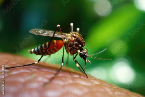 mosquito sucking human blood profesional photography ai generated