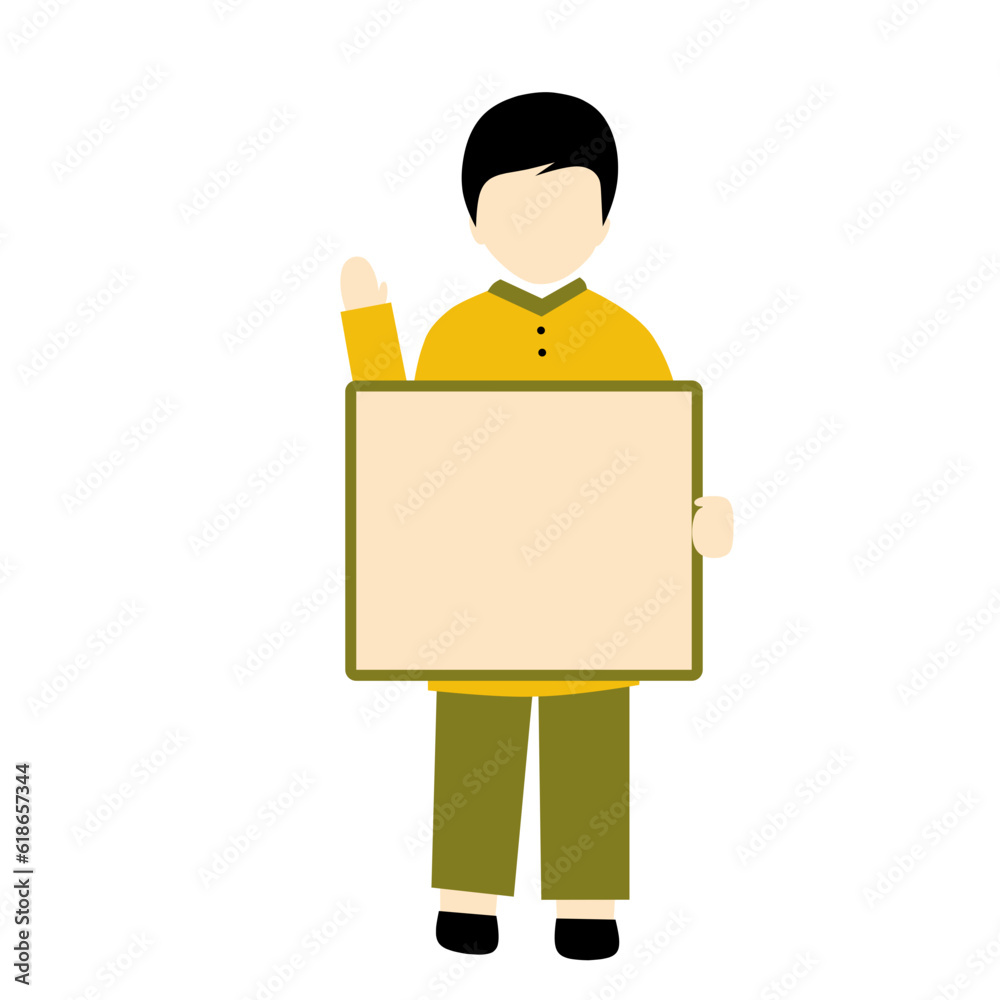 Faceless Boy Holding Banner Faceless Boy Holding Banner