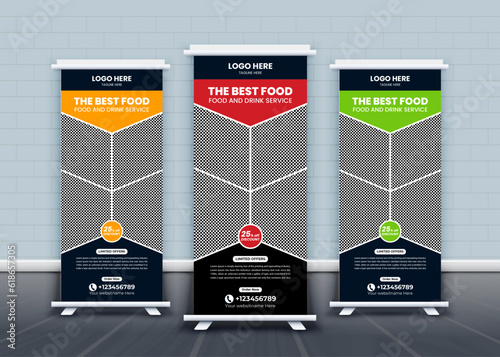 food roll up banner design and restaurant xbanner template
