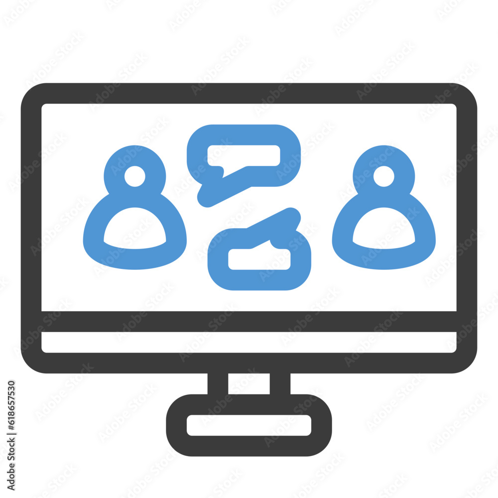 online communication icon in color line style online communication icon in color line style