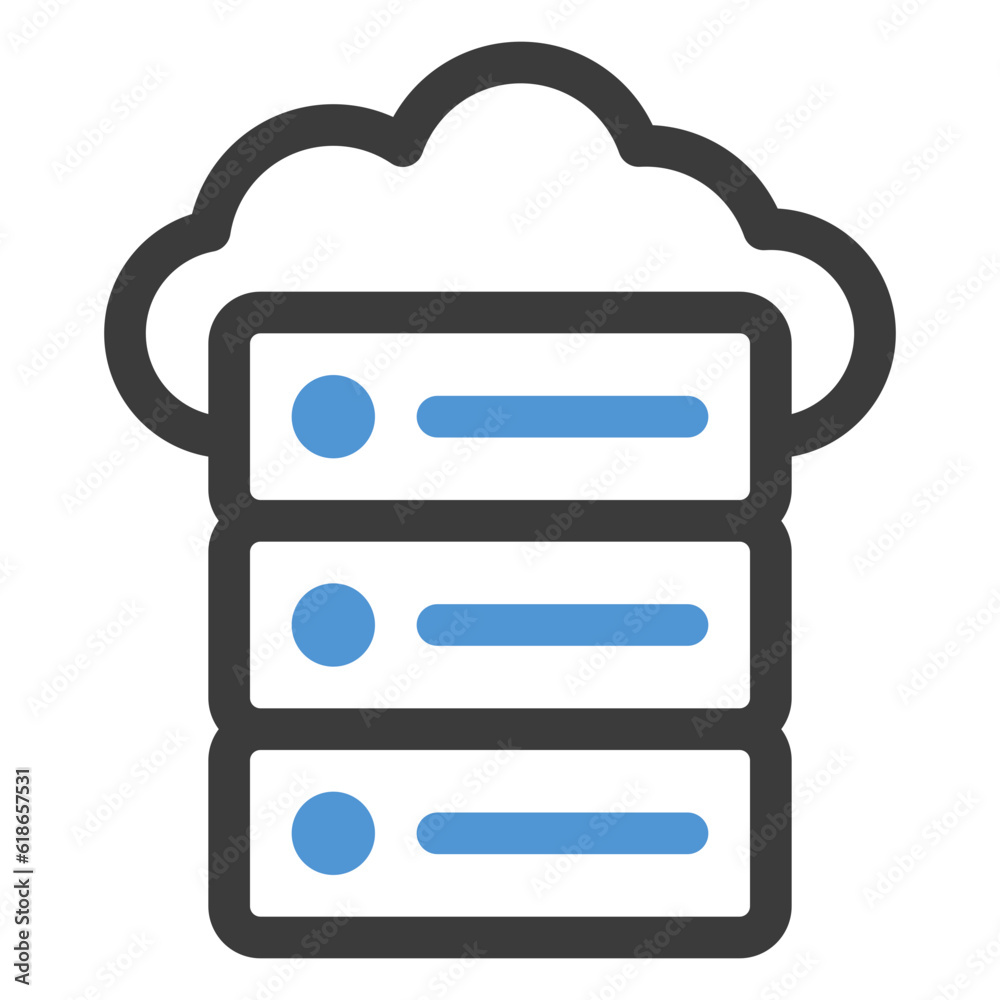cloud server icon in color line style cloud server icon in color line style