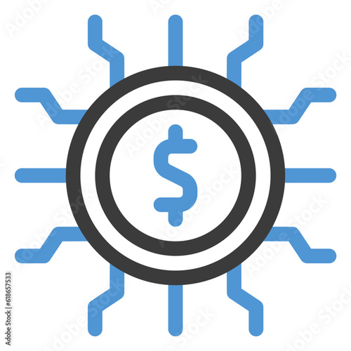 digital currency icon in color line style