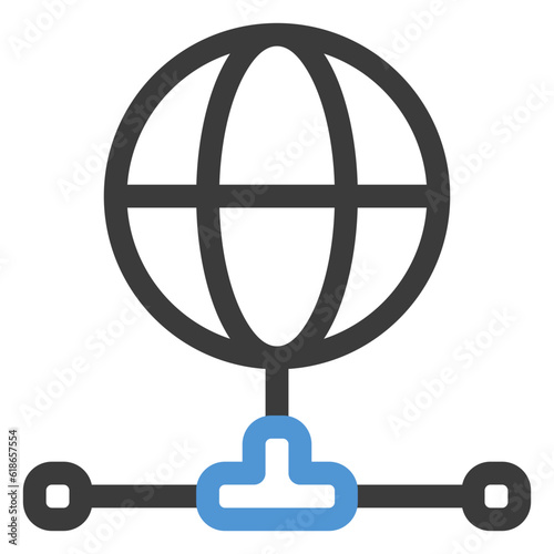 local area network icon in color line style