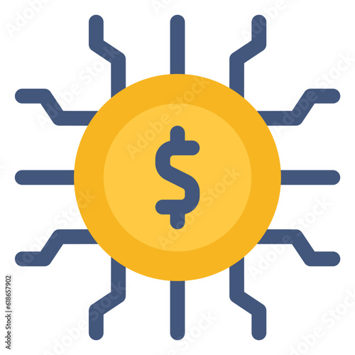 digital currency icon in flat style
