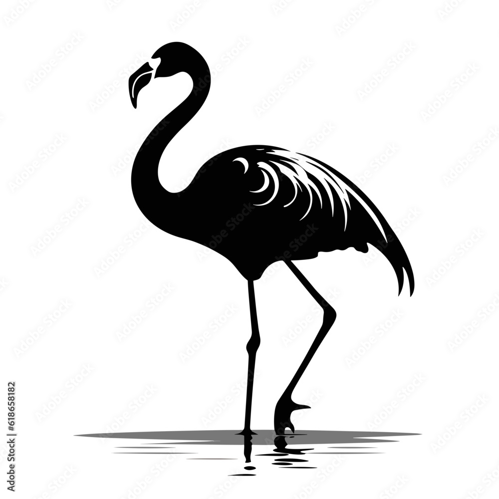 Obraz premium flamingo vector graphic, black and white, animal wildlife