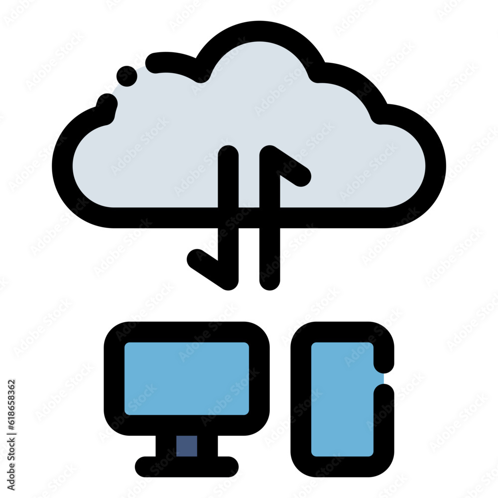 cloud computing icon in flat line style cloud computing icon in flat line style