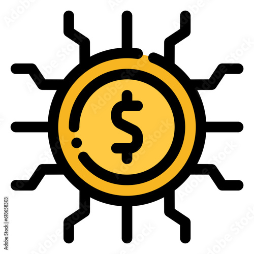 digital currency icon in flat line style