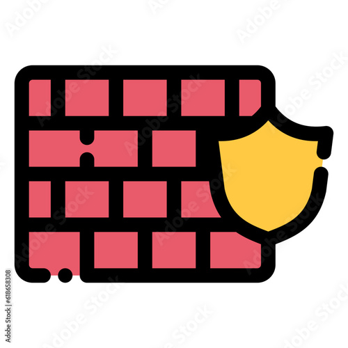 firewall icon in flat line style