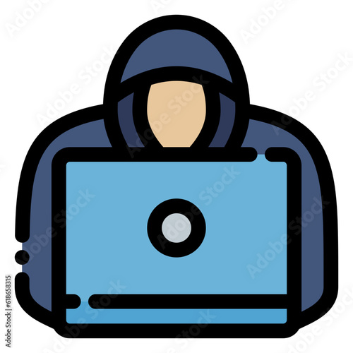 hacking icon in flat line style