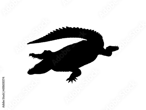 Crocodile or Alligator Silhouette for Art Illustration  Pictogram  Logo Type  Website or Graphic Design Element. Vector Illustration