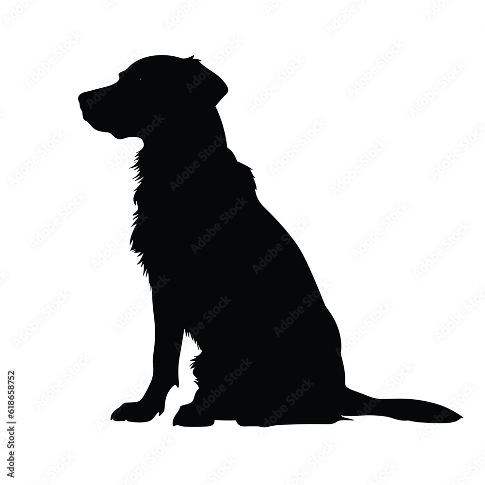 Dog Silhouette isolated graphic, wolf, puppy, breed, black and white