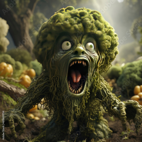 a startled green creature with its mouth open and eyes wide open photo
