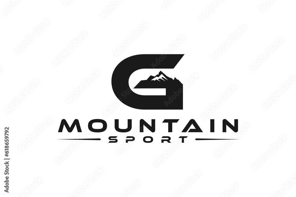 G initial letter logo design mountain outdoor adventure icon symbol G initial letter logo design mountain outdoor adventure icon symbol