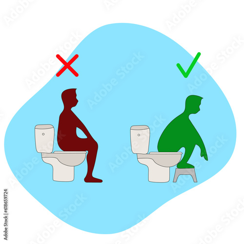 Poster warning to sit on the toilet bathroom. Vector illustration 