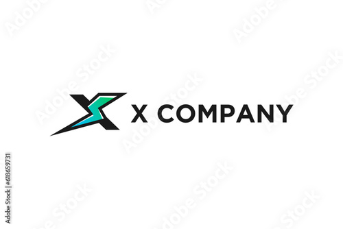 X initial letter logo lightning electrical icon symbol