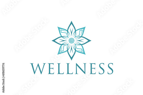 Mandala wellness logo design beauty lotus flower spa yoga icon symbol
