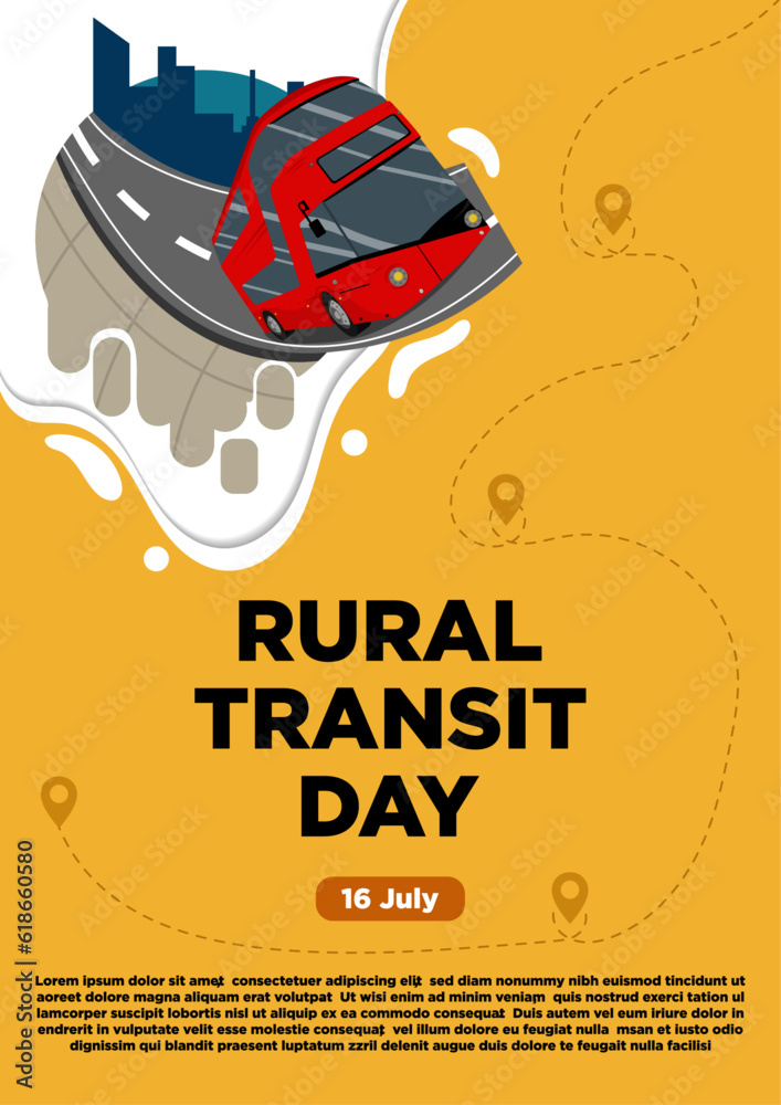 Naklejka premium Poster Templates Rural Transit Day Vector with the Feel of a Bus Trip to the City Vector Illustration