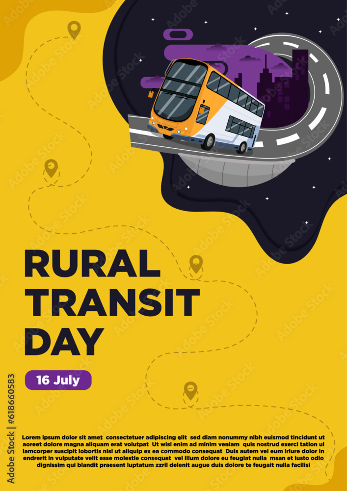 Poster Templates Vector Rural Transit Day with the Feel of a City Bus Trip Vector Illustration