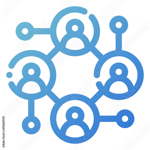 social network icon in line gradient style