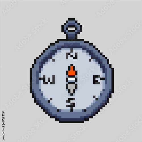 Pixel art illustration compass. Pixelated compass. Compass icon pixelated
for the pixel art game and icon for website and video game. old school retro.