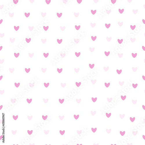 Gentle white seamless pattern with cute adorable little hearts for babies. Romantic seamless pattern for fabric print and design. Little hearts seamless pattern for kids and nursery. Lovely wallpaper