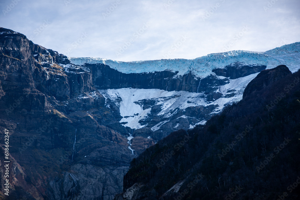 the Manso Glacier located at the top of Cerro Tronador, volcano, Patagonia Argentina