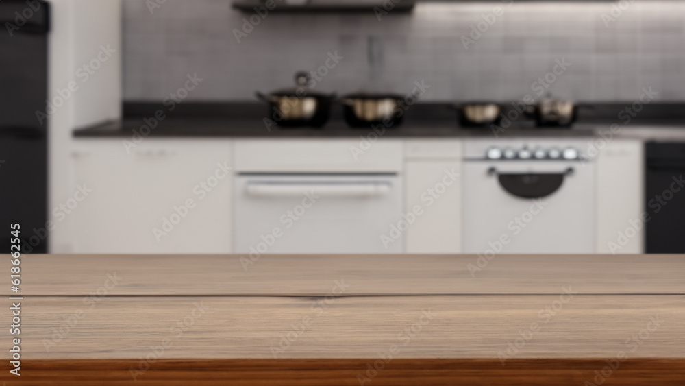 table with modern kitchen interior table with modern kitchen interior