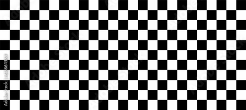 Panorama of black and white checker board. Seamless pattern for fashion, card, wallpaper, wrapping paper, cloth.