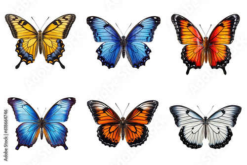 Collection of multicolored butterflies isolated on transparent background © degungpranasiwi