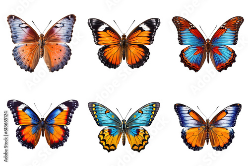 Collection of multicolored butterflies isolated on transparent background © degungpranasiwi