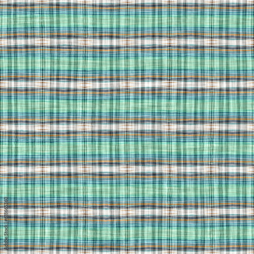 Teal rustic coastal beach house check fabric tile. Seamless sailor flannel textile gingham repeat swatch.