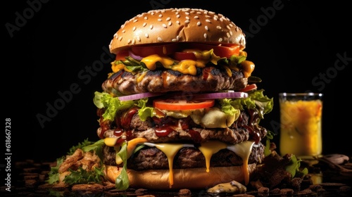 A delectable Burger, food photography contest winner, the Burger is a delightful combination of layers and flavors