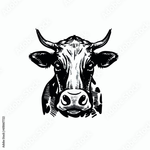 bull logo in black color on a white canvas