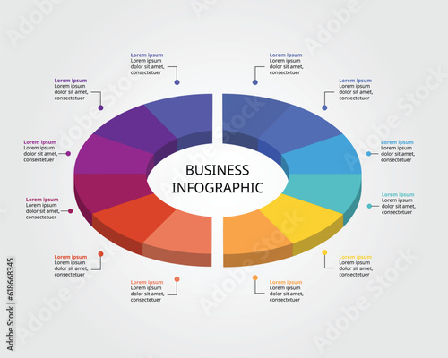 circle pie chart template for infographic for presentation for 12 element