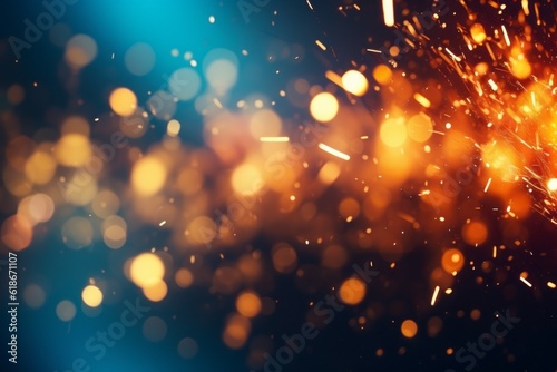Abstract industrial background with sparks and smoke. AI generated, human enhanced