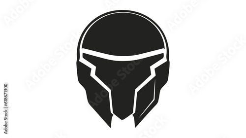 Fantasy space warrior helmet logo. Vector illustration isolated on white background