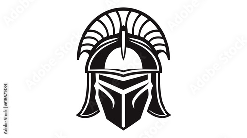 Knight warrior helmet, heraldry armor of medieval soldier, ancient roman gladiator or spartan fighter. Vector logo, icon